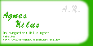 agnes milus business card